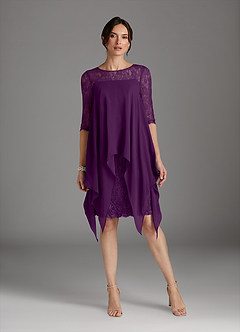 Azazie Flo Mother of the Bride Dresses Grape A-Line Lace Chiffon Dress image1