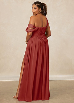 Christian Siriano Bridal for Azazie 1014 Bridesmaid Dresses Terracotta A-Line Off the Shoulder Chiffon Dress image11