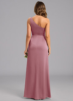 Azazie Phaedra Bridesmaid Dresses Vintage Mauve A-Line One Shoulder Stretch Satin Dress image2