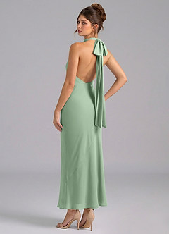 Azazie Velli Abiti da Damigella Abito Sirena in Chiffon Collo Alto Matcha image6