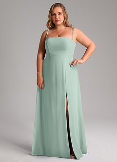 Azazie Wren Bridesmaid Dresses Agave A-Line Side Slit Chiffon Convertible Dress image13