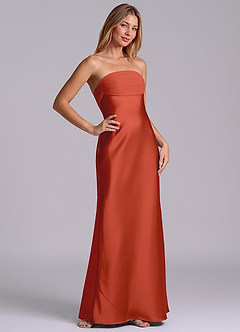 Azazie Ailanie Brudtärnklänningar Klä av Tubklänning i Stretch Satin Axelbandslös Rost image5