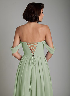 Azazie Loisa Abiti da Damigella Abito Convertibile A-Line in Chiffon Corsetto Verde Salvia image4
