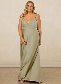 Christian Siriano Bridal for Azazie 1001 Bridesmaid Dresses Moss Green A-Line Sweetheart Neckline Stretch Satin Dress image15