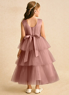 Azazie Marshmallow vestidos de niña de las flores Vestido de Rosa De Cedro de Tul de Princesa con Lazo image2