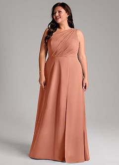 Azazie Phaedra Bridesmaid Dresses MAI TAI A-Line One Shoulder Chiffon Dress image14