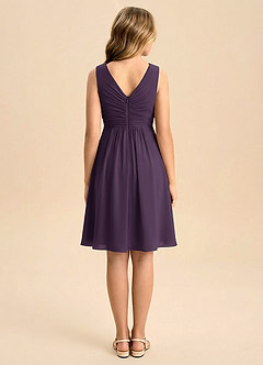 Azazie Skyla Junior Vestido de Ciruela de Gasa de Corte en A con Plisado image2