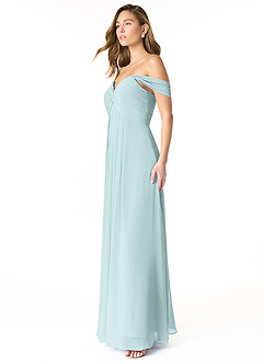 Azazie Kaitlynn Bridesmaid Dresses Mist Empire Ruched Chiffon Convertible Dress image4
