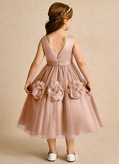 Azazie Vola vestidos de niña de las flores Vestido de Champán Rosado de Tul de Princesa con Sin mangas image2