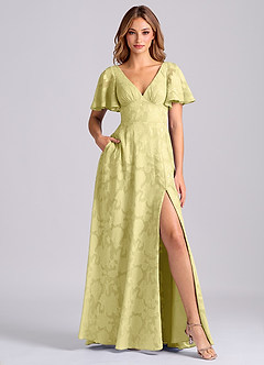 Azazie Kimber Suknie dla druhen Linia A z kieszeniami Kwiatowe wypalenie Do ziemi Sukienka image1