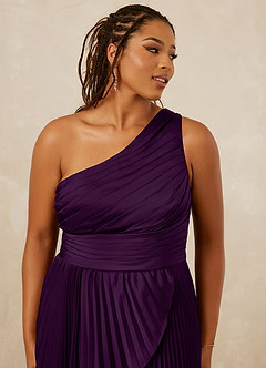 Christian Siriano Bridal for Azazie 1008 Bridesmaid Dresses Grape A-Line One Shoulder Stretch Satin Dress image12