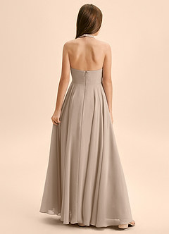 Azazie Kady Junior Taupe A-Line Sweetheart Neckline Chiffon Dress image2