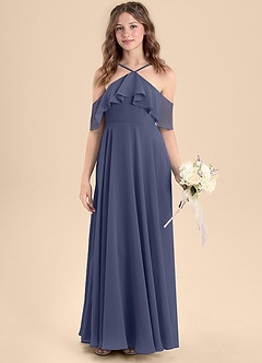 Azazie Tessabelle Junior Stormy A-Line Off the Shoulder Chiffon Dress image4