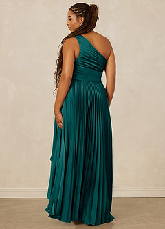 Christian Siriano Bridal for Azazie 1008 Bridesmaid Dresses Peacock A-Line One Shoulder Stretch Satin Dress image10