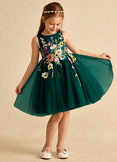 Azazie Prima vestidos de niña de las flores Vestido de Pino de Tul de Corte En A con Lazo image3