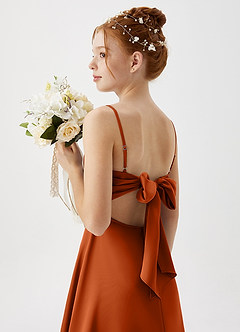 Azazie Shale Junior Burnt Orange A-Line Stretch Satin Dress image1