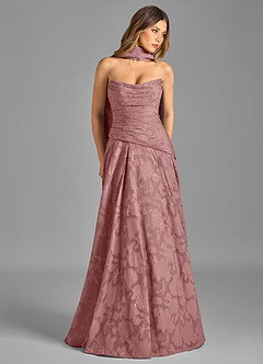Azazie Gabriela Bridesmaid Dresses Dusty Rose A-Line Strapless Floral Burnout Dress image3