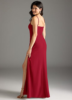 Azazie Rhoda Final Sale Scarlet Sheath Pleated Stretch Crepe Dress image2