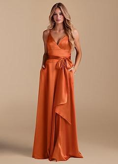 Azazie Sophia laatste Uitverkoop Jurk van Metaalachtig Satijn met A-Lijn met Zakken Black image3