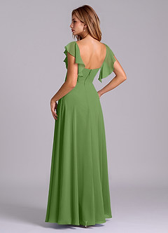 Azazie Leilani Bridesmaid Dresses Basil A-Line Pleated Chiffon Dress image6