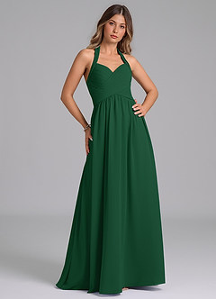 Azazie Darlyn Bridesmaid Dresses Dark Green A-Line Sweetheart Neckline Chiffon Dress image3