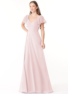 Azazie Syenna Brudtärnklänningar Klänning av A-Line i Chiffong Ruched Rodnande Rosa image4