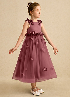 Azazie Atta Blumenmädchenkleider A-Linie One-Shoulder Tüll Kleid Amethyst image3