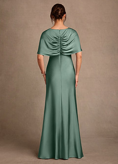 Azazie Dosia Moeder van de bruid jurken Kolom Jurk van Stretch Satijn Geplooid Eucalyptus image3