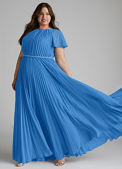 Azazie Kara Modest Bridesmaid Dresses A-Line Pleated Chiffon Floor-Length Dress image10
