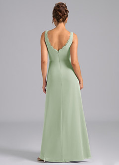 Azazie Bernice Bridesmaid Dresses Dusty Sage A-Line Pleated Chiffon Dress image2