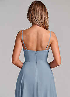 Azazie Elle 신부 들러리 드레스 A라인 주름진 쉬폰 바닥 길이 드레스 image2