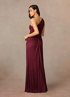 Azazie Theresa Mother of the Bride Dresses Ruby Sheath One Shoulder Metallic Mesh Dress image3