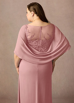 Azazie Hera Mère de la mariée Robes Robe Trapèze en Mousseline de soie Capelette en dentelle Rose Poussiéreuse image12