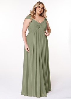 Azazie Kaitlynn Bridesmaid Dresses Pistachio Empire Ruched Chiffon Convertible Dress image12