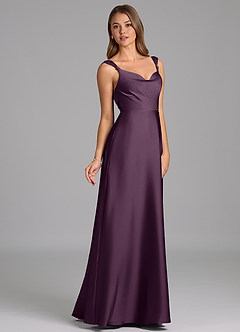 Azazie Beatrice Bridesmaid Dresses Plum A-Line Sweetheart Neckline Stretch Satin Dress image5