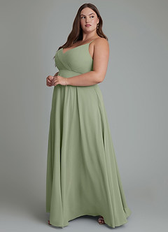 Azazie Amani Bridesmaid Dresses Pistachio A-Line Pleated Chiffon Dress image11