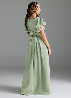 Azazie Daphne Junior Dusty Sage A-Line Pleated Chiffon Dress image5