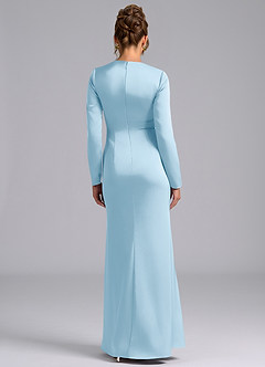 Azazie Tria Robes de demoiselle d'honneur Robe Sirène en Satin extensible Manche longue Bleu Ciel image2