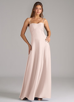 Azazie Valentine Jurken voor bruidsmeisjes Jurk van Stretch Satijn met A-Lijn Korset Blozend Roze image1