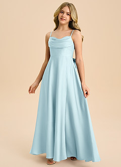 Azazie Bear Junior Cloud Blue A-Line Sweetheart Neckline Stretch Satin Dress image4