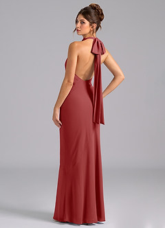 Azazie Velli Robes de demoiselle d'honneur Robe Sirène en Mousseline de soie Arc Rouille image7