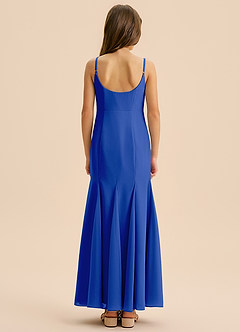 Azazie Evey Junior Abito Sirena in Chiffon Plissettato Blu Reale image2