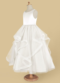 Azazie Sofia Flower Girl Dresses Ivory A-Line Beaded Tulle Dress image7
