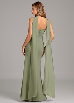 Azazie Kinsley Bridesmaid Dresses Pistachio Mermaid Pleated Chiffon Dress image2