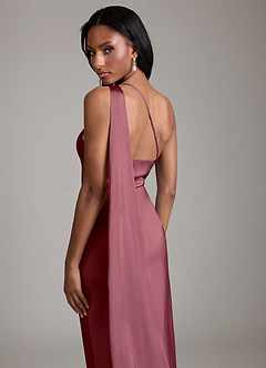 Azazie Galinda Suknie dla druhen Syrena Jedno ramię Satyna elastyczna Do ziemi Sukienka image2