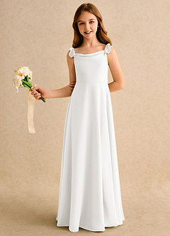 Azazie Puppy Girls Formal 플라워 걸 드레스 A라인 주름진 쉬폰 플로어 길이 드레스 image4