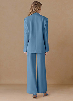 front Amelia Blu Acciaio Completo oversize in 2 pezzi con trama raffinata