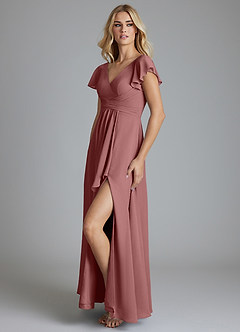 Azazie Omari Bridesmaid Dresses Desert Rose A-Line Chiffon Dress image4