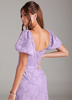 Azazie Evalina Bridesmaid Dresses Lilac Sheath Floral Burnout Dress image5