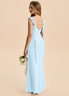 Azazie Cindy Junior Sky Blue A-Line Ruched Chiffon Dress image2
